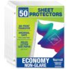 Samsill 50 Pack Sheet Protectors, 8.5x11 Inch Page Protectors for 3 Ring Binder, Standard Weight, Non-Glare Protector, Letter Size, Top Loading, Acid Free