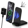 Samsung Wireless Charger Fast Charging Stand Foldable Wireless Desk Phone Charger Stand Station for Android Samsung Galaxy S26 Ultra S26 S25 S24 S23 S22 S21,iPhone 17 Pro Max 16 15 14 13 with Adapter