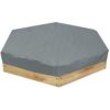 Sandbox Cover, Waterproof Hexagonal Sandbox Cover, Uv-Blocking Outdoor Sandpit Protector, Gray, 90.55x78.74x7.87 Inch