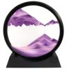 SANDCLE Moving Sand Art Liquid Motion - Moving Sand Art Picture Decor 3D Deep Sea Sandscape, Round Glass Frame Display Flowing Sand Relaxing Toy for Desktop Home Office Work Decoration(Purple, 7")