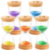 Sand Timer Set 3/5/10/15/30 Minutes, Wooden Glass Sand Timer, Educational Aid for School, Visual Timekeeper for Homework, Games and Learning Activities, Colorful Sand Clocks with Wooden Cover