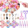 Sanixn 207 Pcs Pet Sensory Bin Fillers Dog and Cat Fine Motor Skills Pet Sensory Bin Item Pompoms Cups Tweezers Scissor Clips for Sorting Counting Fun Activities(Pet)