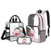 Sannovo Axolotl Printed Clear Backpacks Flower Pattern School Backpack Set with Clear Lunch Bag Pencil Case 3 Pcs Bookbag Set for Girls Cute Knapsack for Preschool, Pink