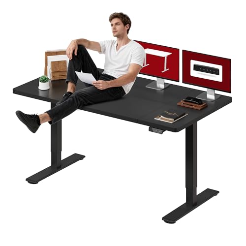 SANODESK Dual Motor Electric Standing Desk 71 x 32 Inches, Height Adjustable Sit Stand Desk with Large Splice Board for Home Office, Computer Workstation, Study & Gaming, Black Frame/Black Top