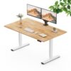 SANODESK Spacious Rubberwood Standing Desk, 63x30 Dual Motor, Maple/White