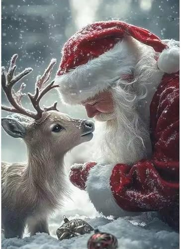 Santa Claus Stamped Cross Stitch Kits - Christmas Deer Counted Cross Stitch Kits for Beginners Adults 11CT Needlepoint Cross-Stitch Patterns Dimensions Needlecrafts Embroidery Kits Arts and Crafts