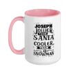 Santa Joseph Christmas Saying Funny Joseph Name Ceramic Mug, Pink/White, 15oz