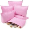 Sanwuta 6 Pcs Seersucker Stripe Makeup Bag,Hot Pink
