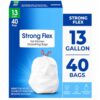 sanzinaz 13 Gallon Drawstring Trash Bags, Tall Kitchen Garbage Bags, Strong Flex Design, Fresh Scent, Leak Resistant, Tear Resistant, Secure Fit, 40 Count