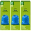 SANZINAZ 13 Gallon Tall Kitchen Trash Bags with Drawstring Closure, Household Garbage Bags for Kitchen, 20 Bags per Roll, Pack of 3 (60 Total Bags)