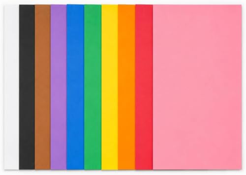 Sanzinaz Heavyweight Construction Paper Assorted Colors, 9 x 12 Inch Craft Paper Pack, 50 Sheets for Drawing, Coloring, Cutting, Folding, Projects, Activities, DIY Crafts, Home and Office Supplies