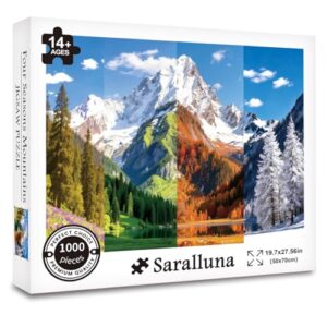 Saralluna Alpine 4 Season Scenery Puzzle for Adults 1000 Pieces,Realistic Landscape Art Jigsaw Puzzle, Wall Decor for Puzzle Lover with Storage Bag, 27.5" x 19.6"