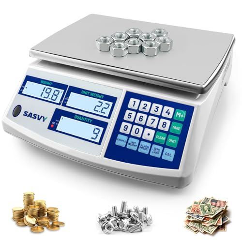 SASVY Counting Scale (88lb/40kg, 0.1g) lb/oz/kg/g Industrial Digital Inventory Scale with Battery for Small Parts, Coins, Pieces, Tickets