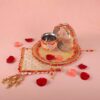 SATVIK 11 Pc Red Embroidery Karwa Chauth Thali Set with Cover | Complete Puja Kit for Festive Rituals & Gifting