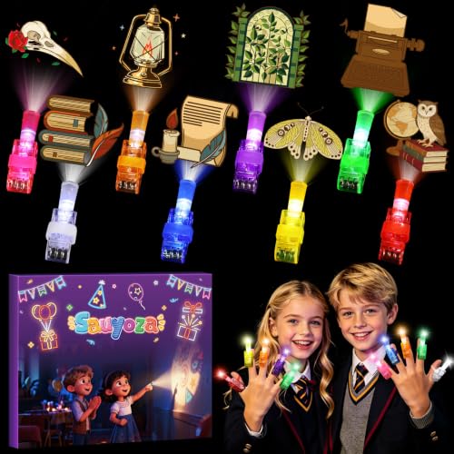 Sauyoza 36 Pack Back to School Party Favors LED Finger Lights for Kids, Classic Academia Goodie Bag Stuffers, Classroom Treasure Box Prizes, Glow in the Dark Welcome Back Party Supplies