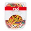 SAX Rubber Ring Colourful 50 g, Rubber Bands for Office, Household and Organisation, Elastic Rubber Rings, Plastic Box with Safety Lock