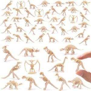SAYAYA 100 Pieces Dinosaur Fossil Skeletons Mini Dinosaur Skeleton Figures Plastic Dino Bones Science Play Dino Sand Dig Party Favor Cake Topper Decoration