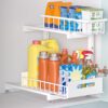 Saydear Under Sink Organizer, 2-Tier Premium Metal Pull-Out Racks with Adjustable Height, Heavy Duty Sliding Bin for Bathroom and Kitchen Cabinet Storage, Rust Resistant 1 Pack