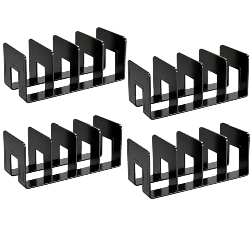 SAYEEC Acrylic File Holder, File Sorter Desk File Organizer, Sturdy Desktop File Folder Organizer Rack for Envelopes Mail Letter Paper Notebook Electronics Office Supplies (4 Pack-Black)