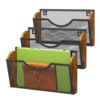 Sbanmao 3 Pack Wall File Organizer, Metal Mesh Hanging File Folder Holder for Letter/A4 Size Folders, Wall Mounted File Holder, Mail Organizer for Office Home Classroom Paper, Document Organization