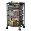 Sbanmao Utility Cart with 4 Drawers, Rolling Storage Cart, Metal Rolling Drawer Cart with Lockable Wheels and Wooden Tabletop, Craft Storage Art Cart for Living Room, Bedroom, Classroom, Office Black
