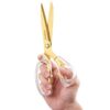 SCAIKTIG 9" Acrylic Scissors, Office Scissors for Desk Gold, Clear Comfort-Grip Handles and Titanium Coated Blades, Sharp Scissors all Purpose Heavy Duty for Sewing, Art, Craft, School, Home Supplies