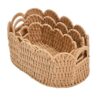 Scalloped Basket Set of 3 (Large, Medium, Small), Paper Rope Hand Woven Storage Basket for Shelves, Clothes, Towels and Laundry, Wicker Decorative Basket for Living Room Bedroom Organizing, Neutral