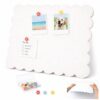 Scalloped Felt Bulletin Board 24x18 in, Thick PET Felt Pin Board, Heat-Pressed Flat, Self-Adhesive Mount, Push Pin Friendly Photo/Card Display for Home, Office, Crafts, Planning, Jewelry (Oatmeal)