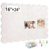 Scalloped Felt Bulletin Board for Wall, 24 x 16 Inches Pin Board with 20 Pushpins, Decorative Cork Alternative for Office, Foldable Picture Self Adhesive Vision Prayer Board, Oatmeal