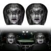 Scary Face Car Headrest Covers 2-Pack, Halloween Seat Cover Decor (Black #6)