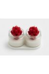 Scented 3-Piece Glass Jar Candle Set with Concrete Base - Vanilla Scented White Rose Decorative Accent - Premium Decorative & Gift Candles - White Lavender Scented