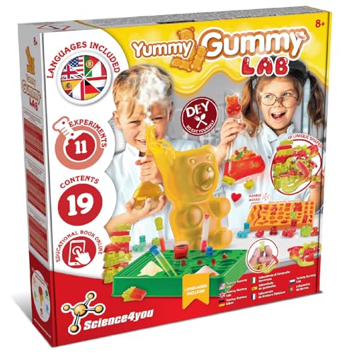 Science4you Gummy Sweets Lab – Candy Making Kit to Make Your own Sweets for Kids & Gummies in 19 Different Shapes Including Giant Bear Gummies - Sweet Gift Box for Kids Age 8 9 10 11+