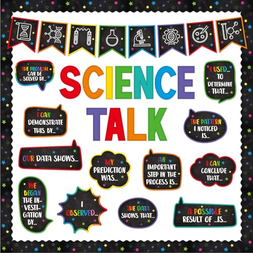 Science Bulletin Board Set Chalkboard Bright Classroom Decorations Science Talk Bulletin Board Decorations Educational Paper Cutouts for Elementary Middle School Decor Back to School Teacher Supplies