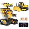 Sciencow 2-in-1 Build a Robot Kit, Remote & APP Controlled Robotic Building Blocks Toys STEM Projects for Kids Ages 8 9 10 11 12 13 14,Chirstmas Birthday Gift for Boys (RC Bulldozer)