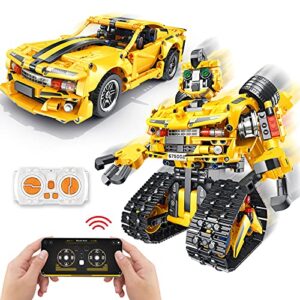 Sciencow 2-in-1 STEM Building Toys for Kids Ages 8-12, APP & Remote Controlled Robotic Building Blocks Kits, 901 Pcs Science Educational Gift for Boys Girls