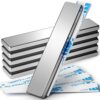 SCJHMY 6 Pack Neodymium Magnets 60x10x3mm N30 Strong Rare Earth Magnets with Adhesive Backing, Heavy Duty Bar Magnets for Refrigerator, Crafts, and DIY Projects Silver 60x10x3mm