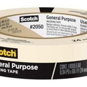 Scotch General Purpose Masking Tape, 1 Inch Wide, 1 Roll, 2050