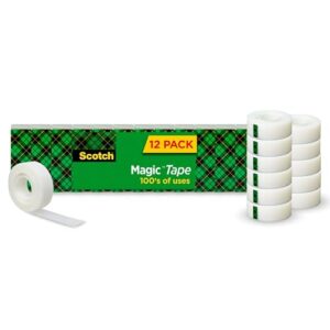 Scotch Magic Tape, Invisible, 12 Rolls