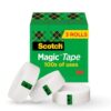 Scotch Magic Tape, Invisible, 3 Rolls