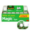 Scotch Magic Tape, Invisible, 6 Tape Rolls with Dispenders