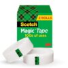 Scotch Magic Tape, Invisible, Home Office Supplies and Back to School Supplies for College and Classrooms, 2 Rolls