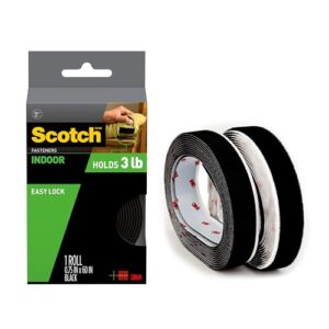 Scotch Multi-Purpose Hook and Loop Fasteners, 1 Roll, Black, for Indoor Use, 3/4 in x 5 ft