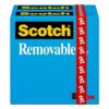 Scotch Removable Tape, 3M Adhesive Tape Sticks and Re-Sticks and Offers Clean Removal from Paper Surfaces, 3/4 in. x 1,296 in., 2 Rolls, 1 in. Core