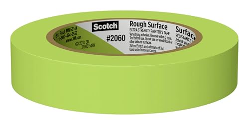Scotch Rough Surface Painter's Tape 2060-24AR-BK, 0.94 in x 60.1 yd (24mm x 55m), Green, 36 Rolls, Contractor Pack, Clean Removal, No Residue, Textured & Hard-to-Stick Surfaces