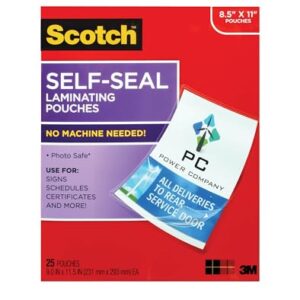 Scotch Self-Seal Laminating Pouches, No Laminator Needed, Letter Size 9.0 in x 11.5 in, 25-Pack