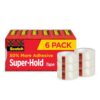 Scotch Super-Hold Tape, 6 Rolls, 50% More Adhesive, Trusted Favorite, 3/4 x 800 Inches, Boxed (700S6)