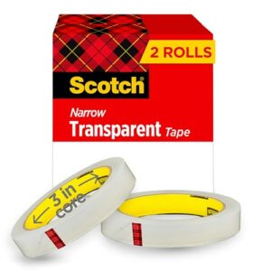 Scotch Transparent Tape, 2 Rolls, 1/2 x 2592 Inches, Boxed