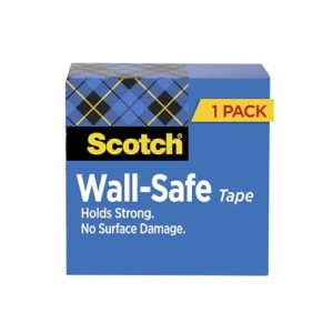 Scotch Wall-Safe Tape, 1 Roll, 1 in x 2,592 in, 3 in. Core