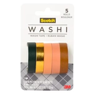 Scotch Washi Tape, Sunset Design, 5 Rolls, Great for Bullet Journaling, Scrapbooking and DIY Décor (C1017-5-P5)
