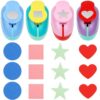 Scrapbook Paper Punchers, 4 Shape Punch Set for Kids Paper Crafts, Card Making and Scrapbooking, Circle, Star, Heart and Square Punch, Multiple Shape Punches for Easy DIY Sticker Cutting